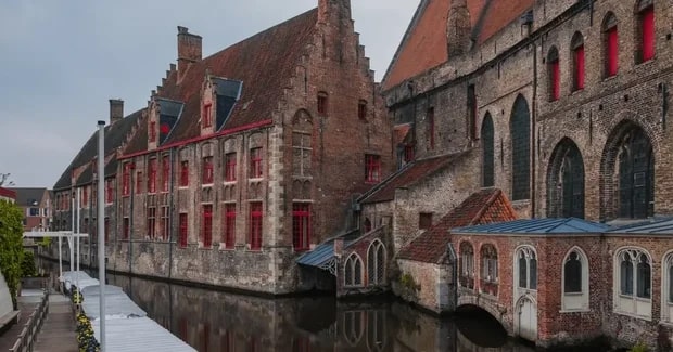 Belgium River with old buildings