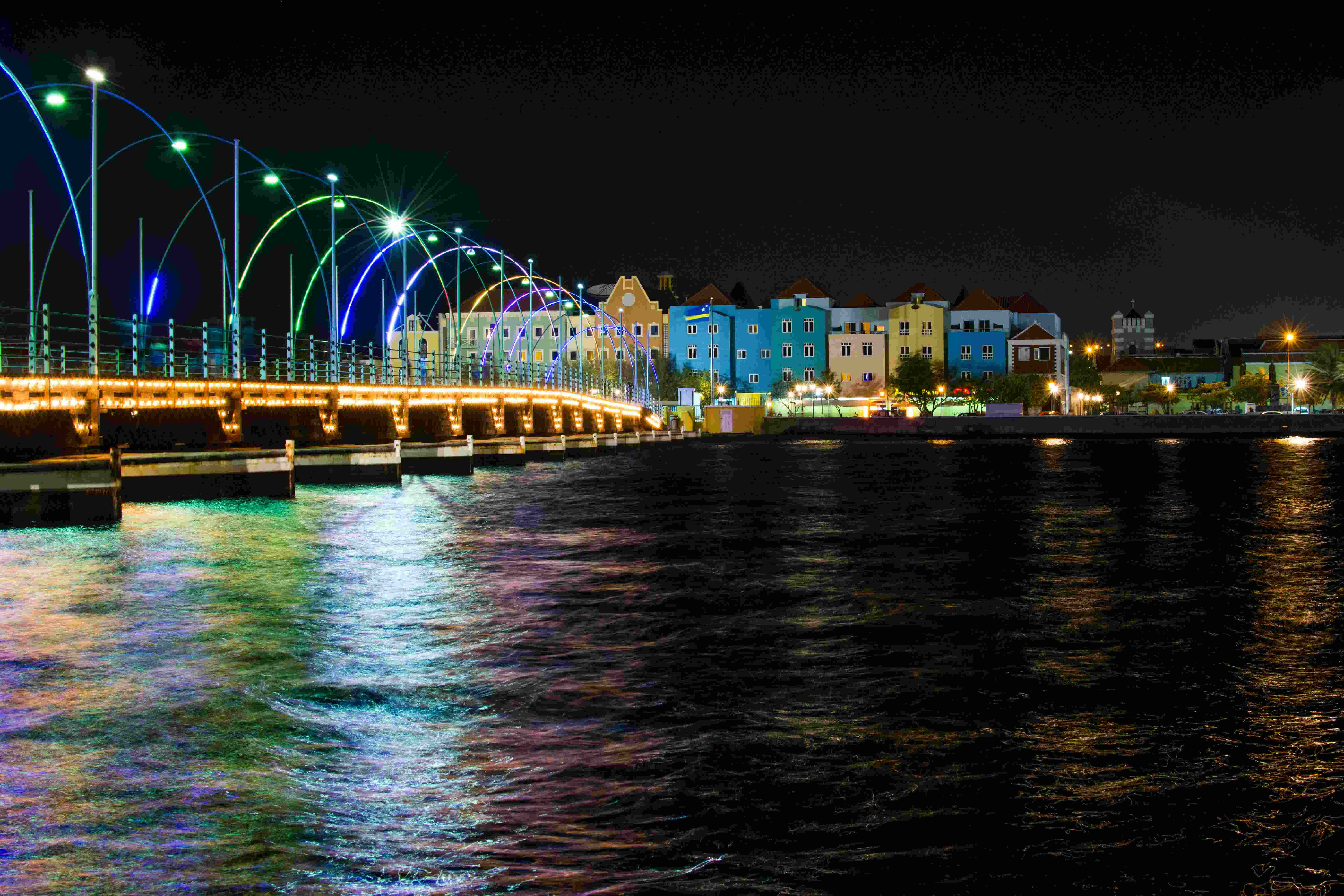 beautiful pier lit up at night