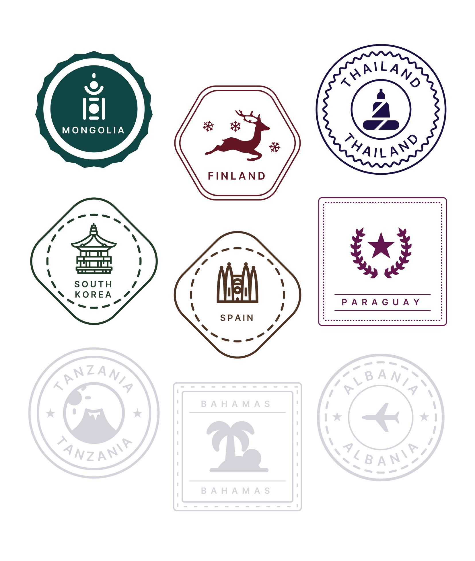 Multiple travel stamps