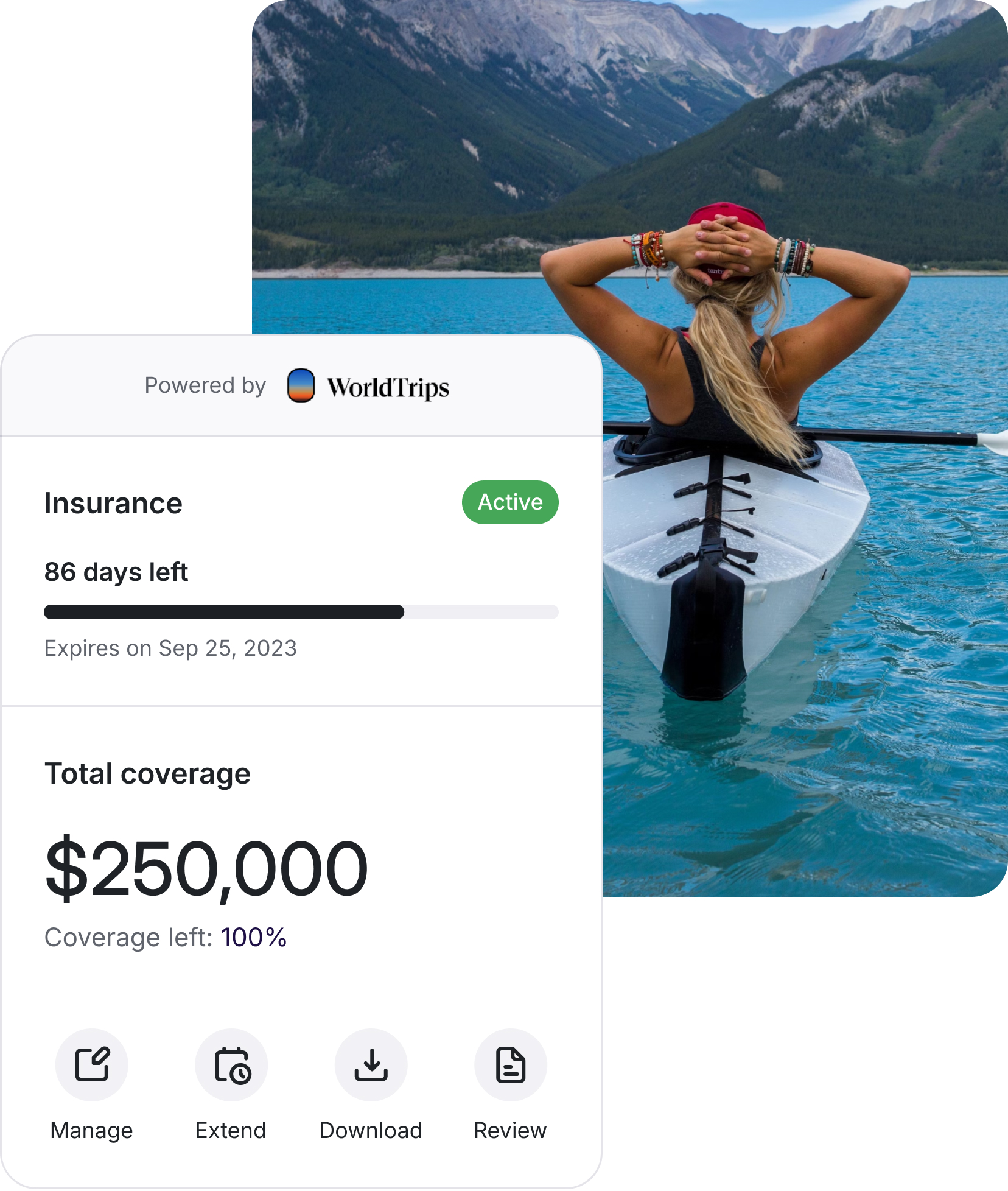 Woman on a boat with insurance personal card