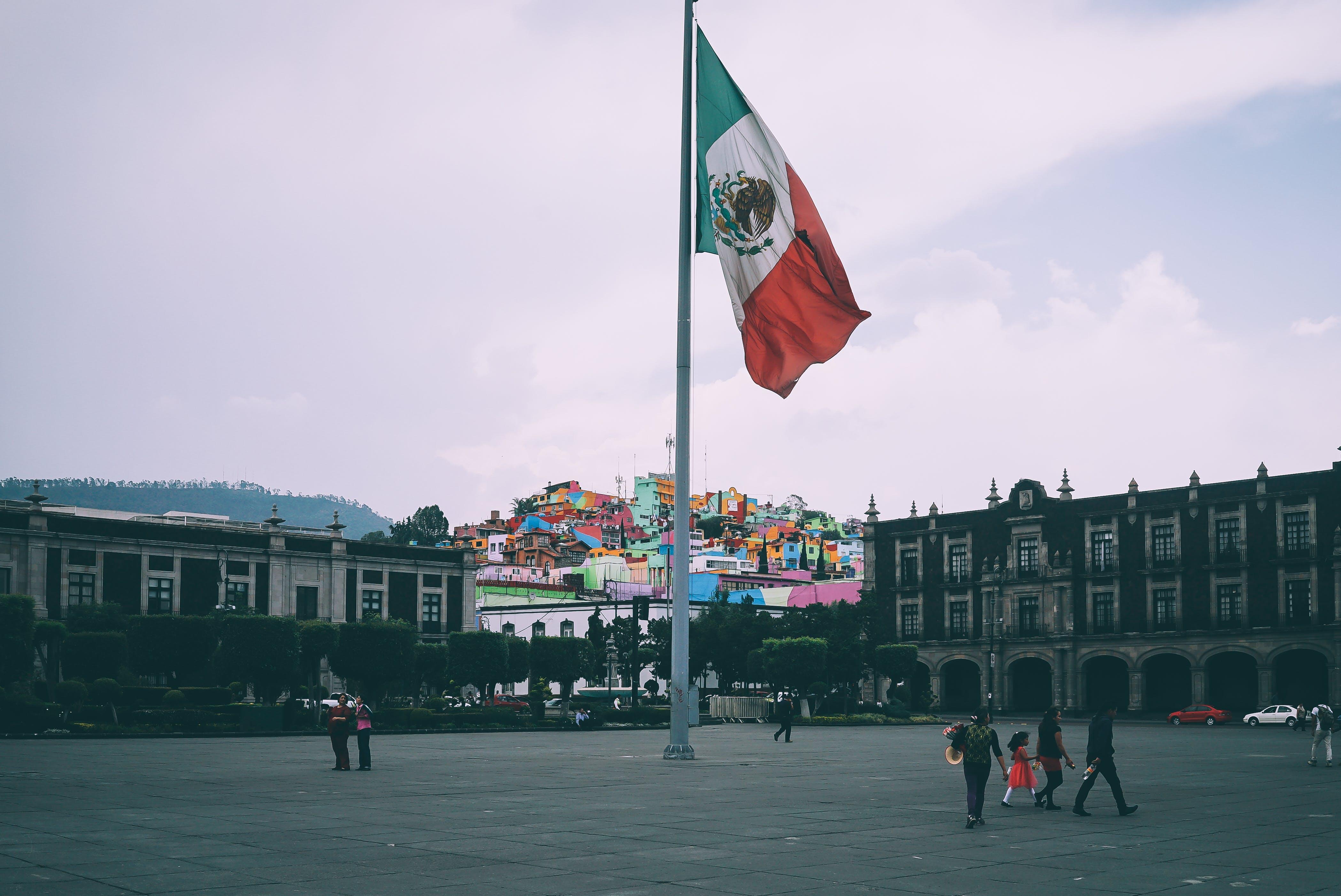 flag waving in mexico town