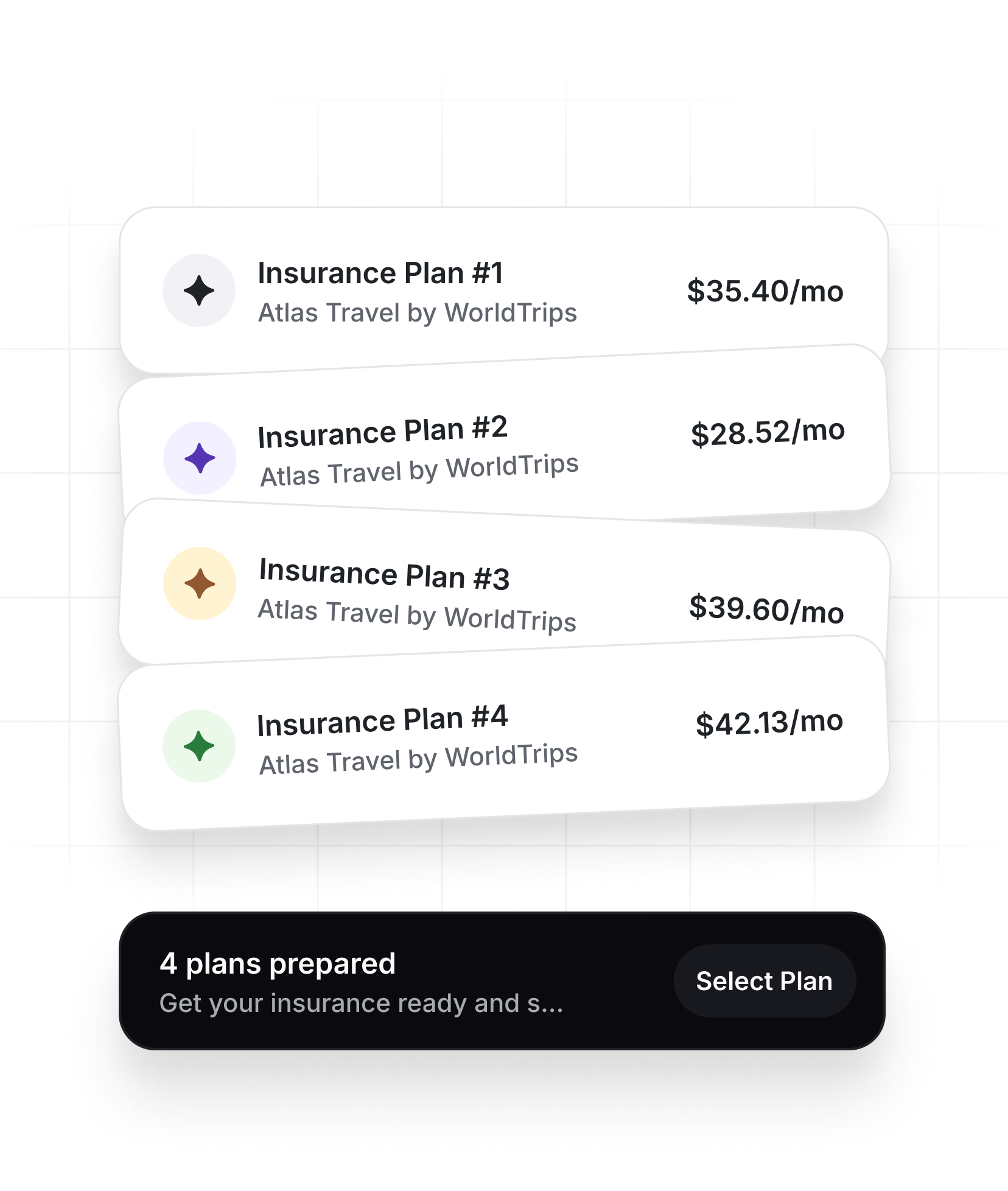 Insurance plans cards