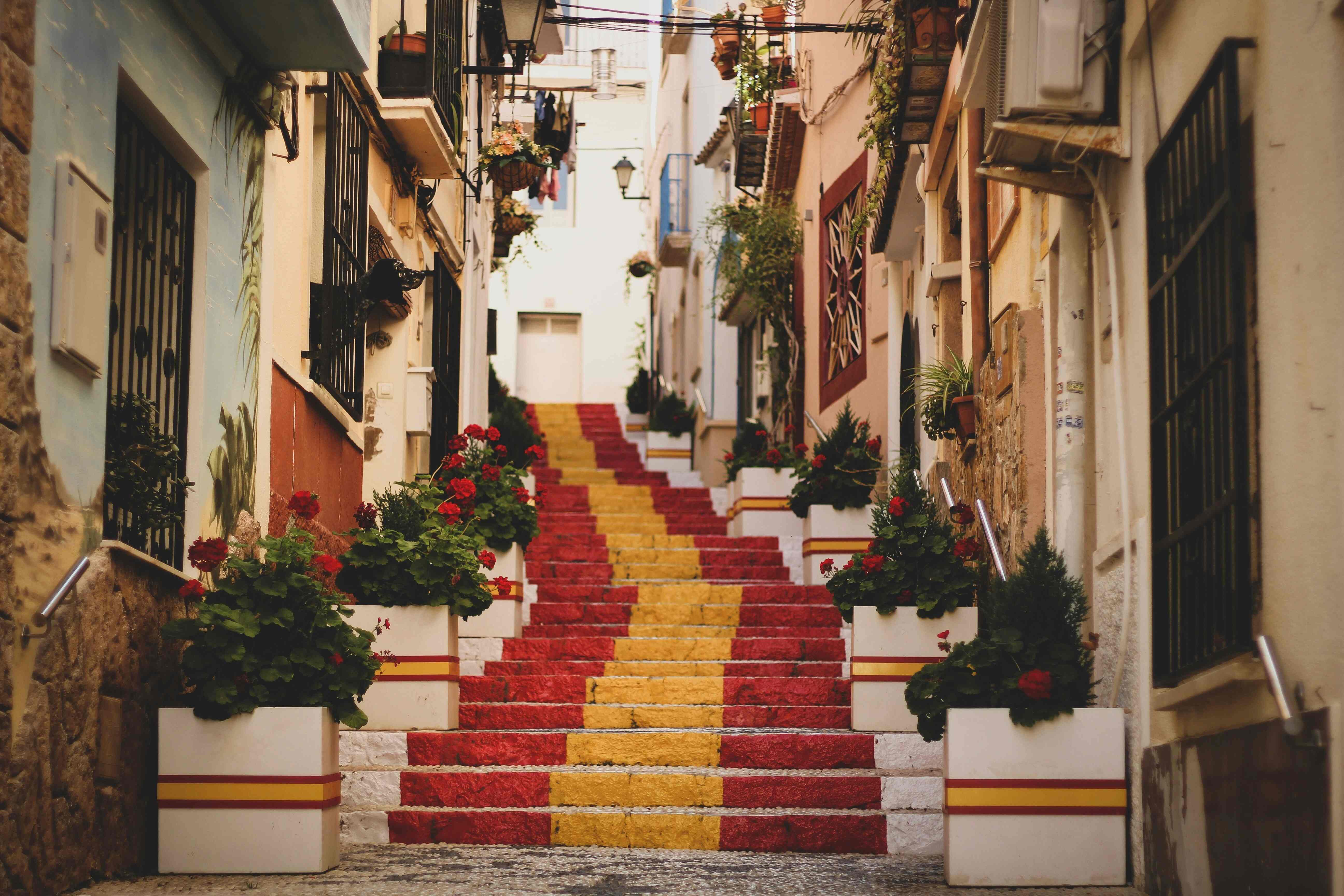 Spain flag painted on stairs