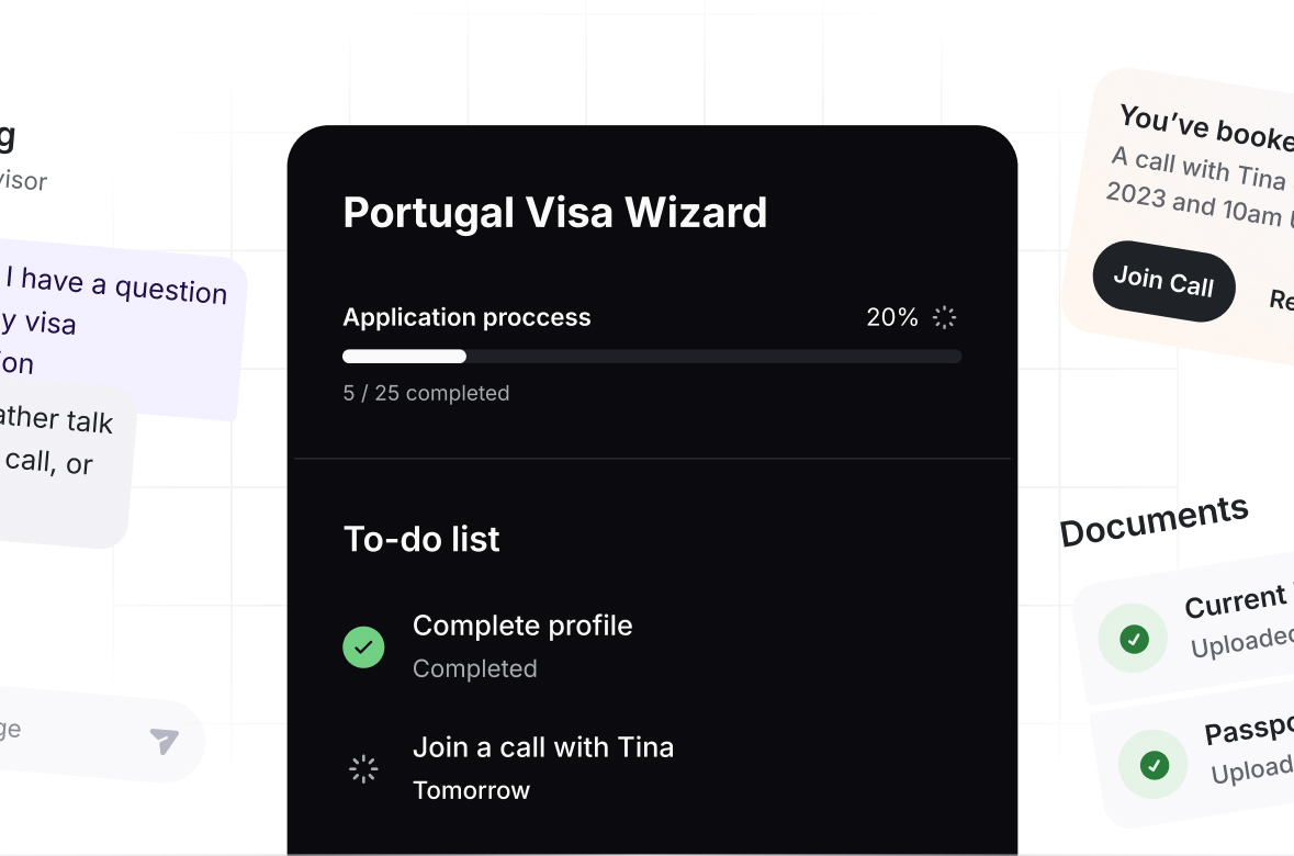 Interface elements of visa wizard
