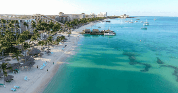 blue waters on resort beaches