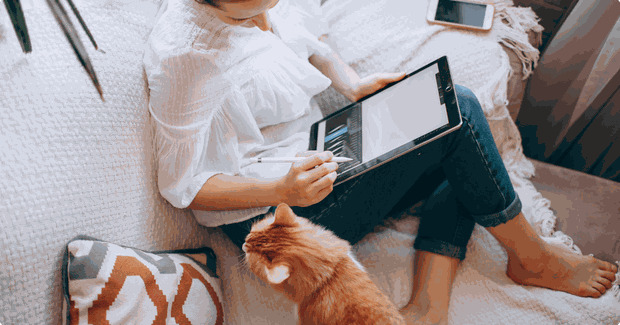 lady doing remote work at home