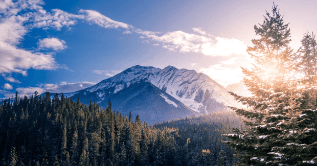 sunset over mountains