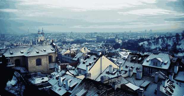 snowy rooftopsin czech