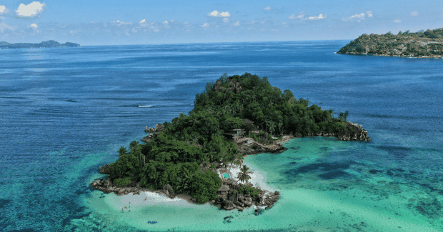 natural small island with a resort on it