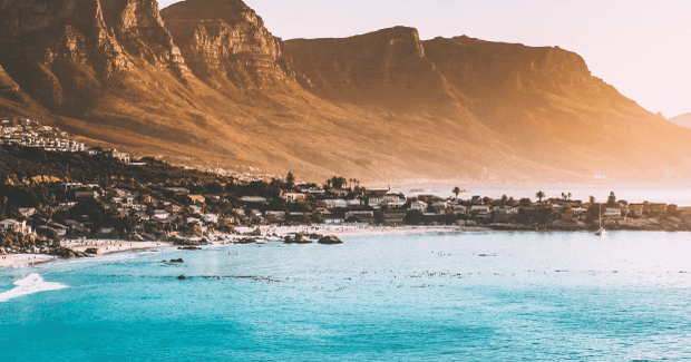 Cape town coast with surfers