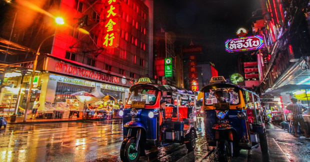 busy street at night