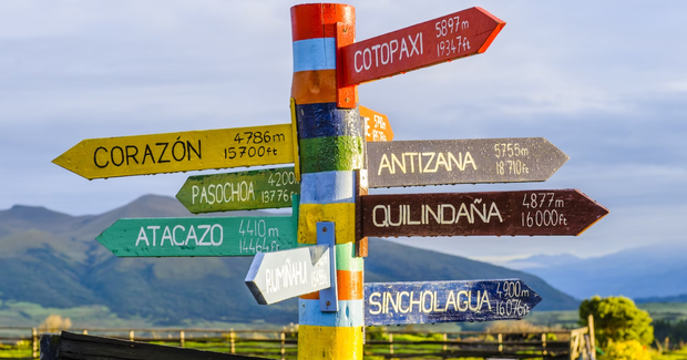 colorful sign with different cities