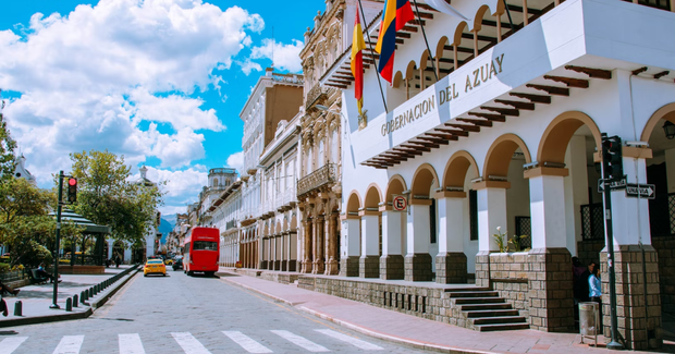 government building with flags our front