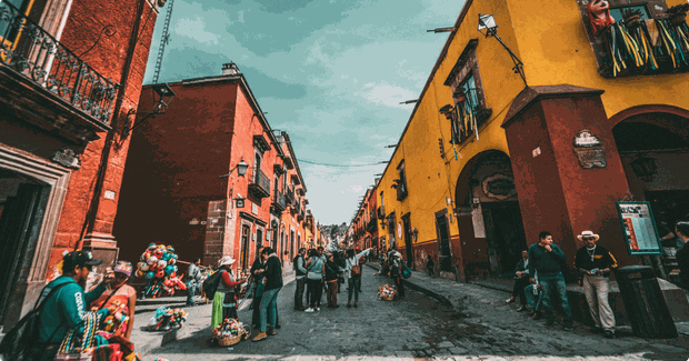 colorful street in mexico