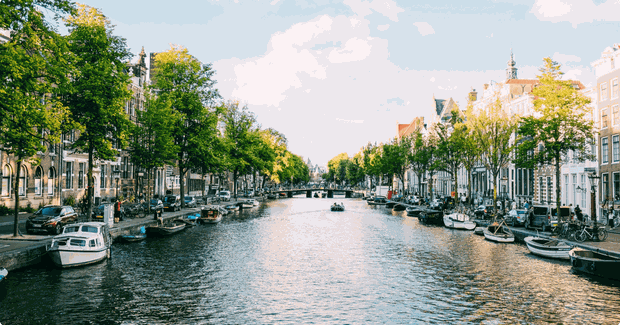 boat filled river in summer